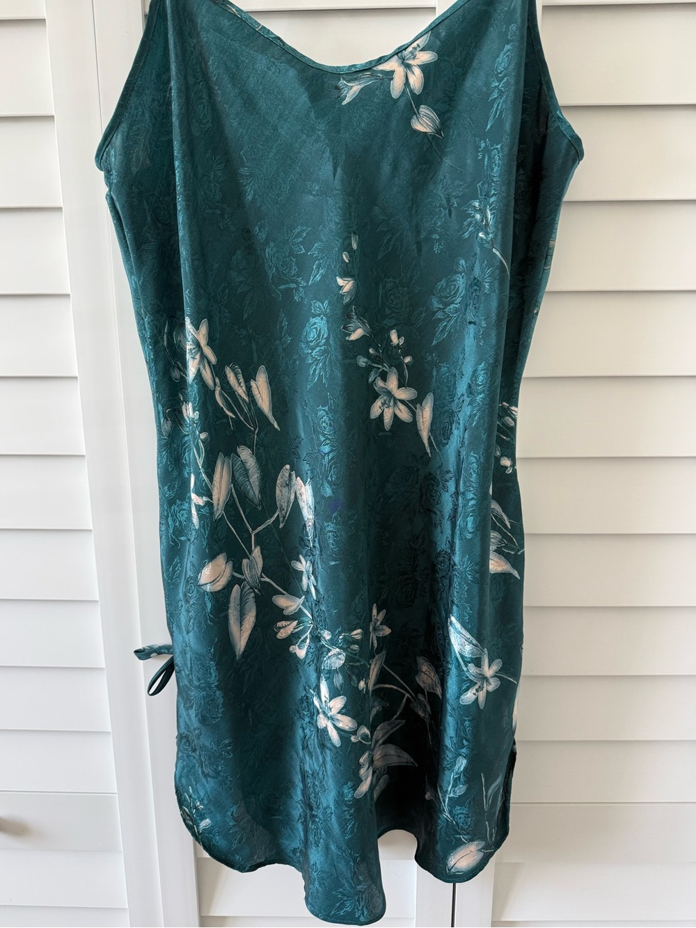 Teal Floral Satin Slip - Women